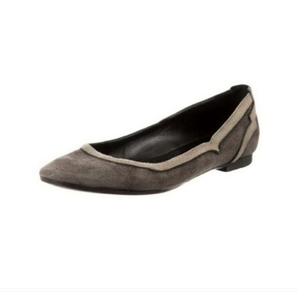 HERMES gray suede leather trim ballet flats 7.5 - Picture 2 of 5